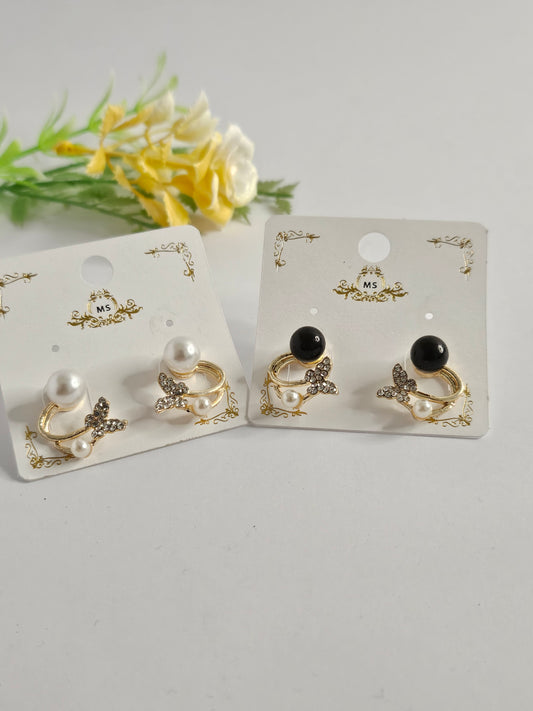 Butterfly Pearl Stud Earrings